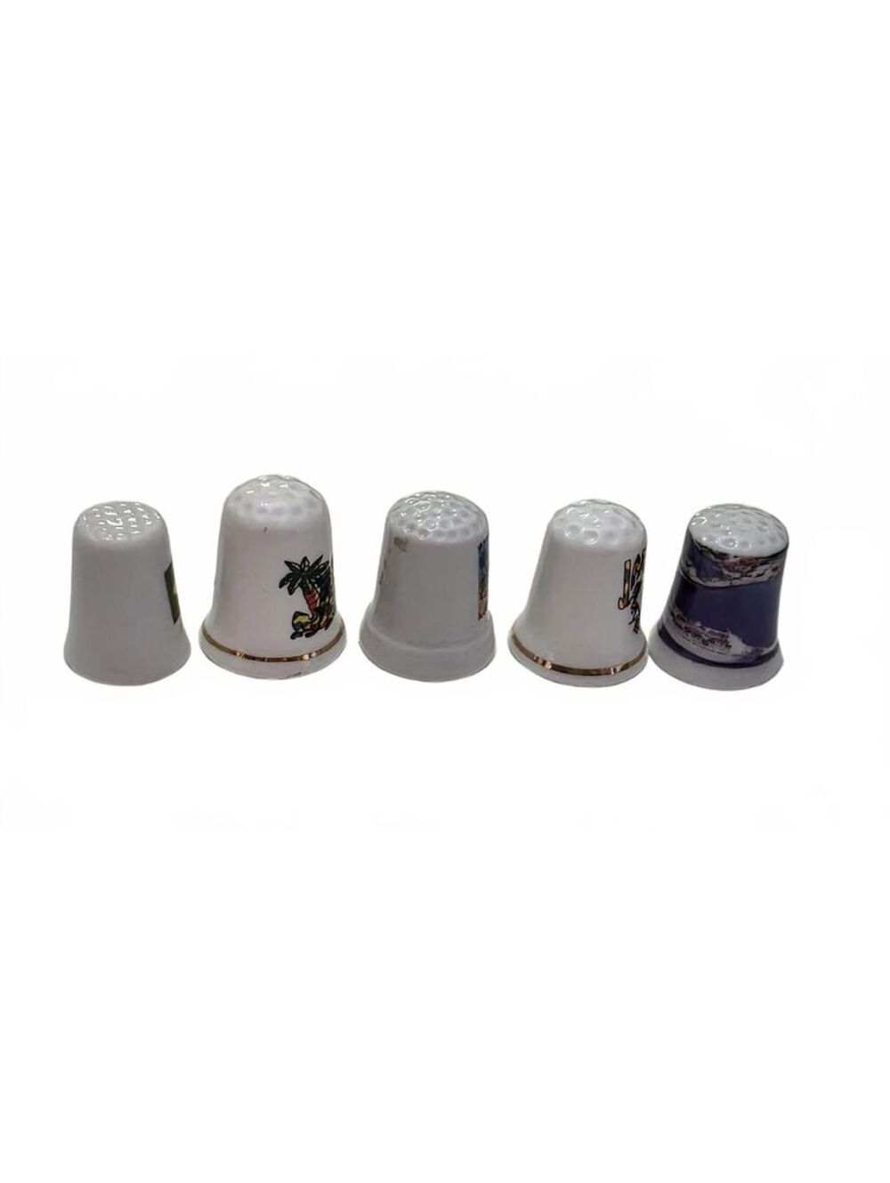 5 Vintage Ceramic Souvenir Thimbles Brazil Jamaica Cozumel - Picture 3 of 7
